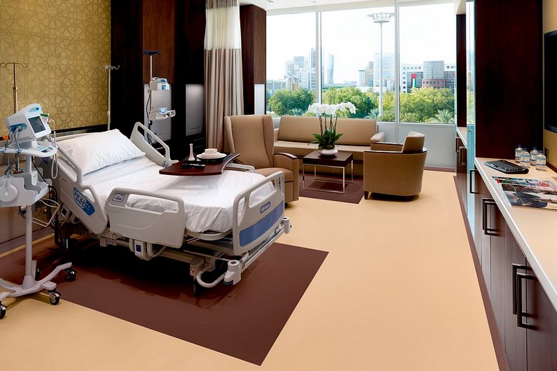 Sol souple caoutchouc - Chambre clinique